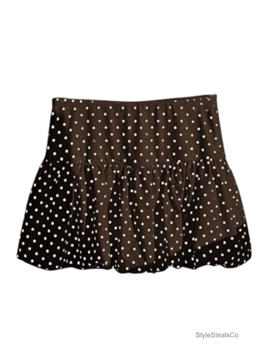 Polka Dots Short Bubble Skirt Low Waist Mini Balloon Skirt Ruffle Hem